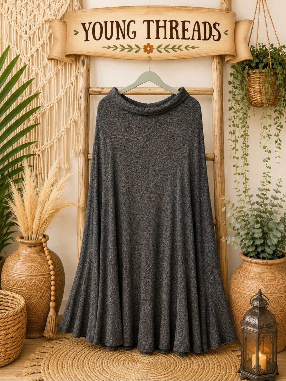 167 Young Threads Women's Charcoal Maxi Skirt